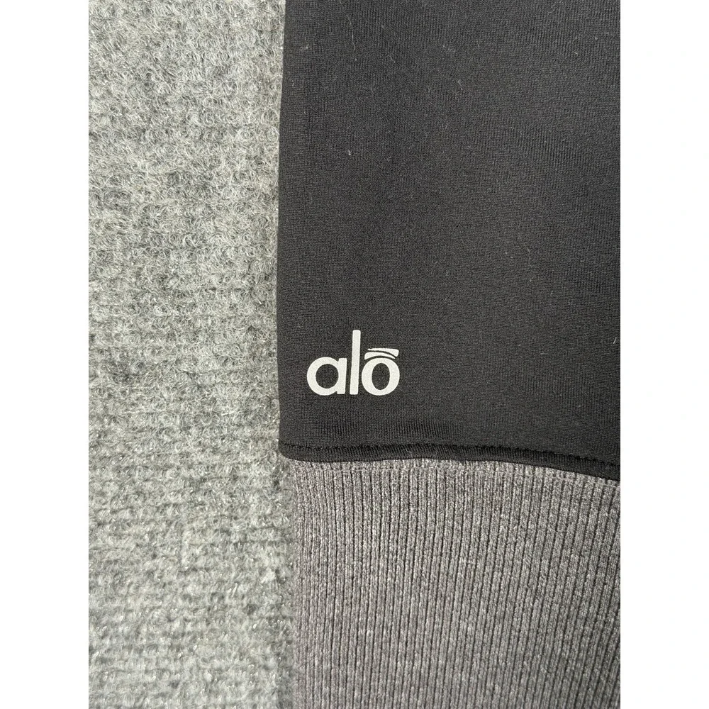Alo Yoga Goddess Leggings Women's XS Black Gray Ribbed Leg Warmer High Rise